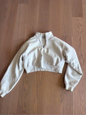 Aritzia Heather light grey cropped sweatshirt